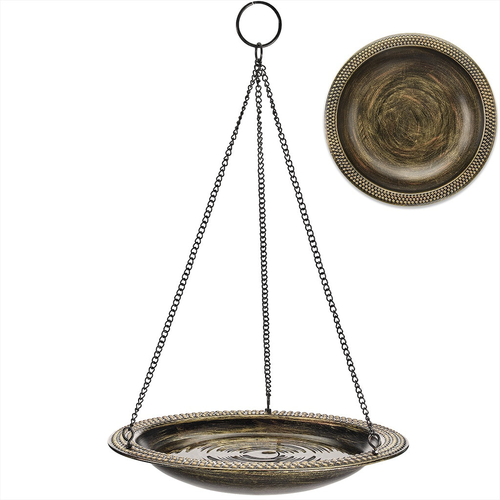 13.5-inch Hanging Aged Brass Bird Bath