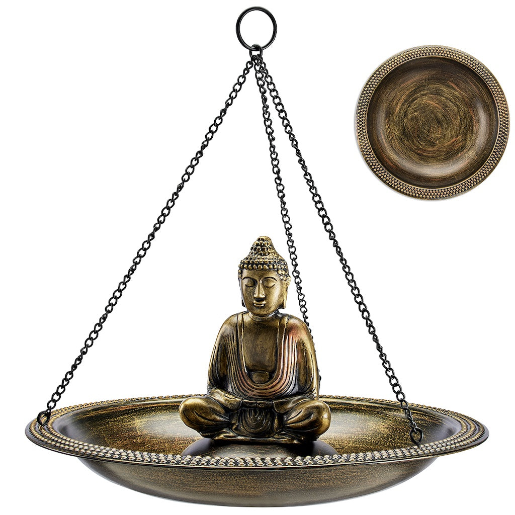 18-inch Hanging Copper Bird Bath with Buddha
