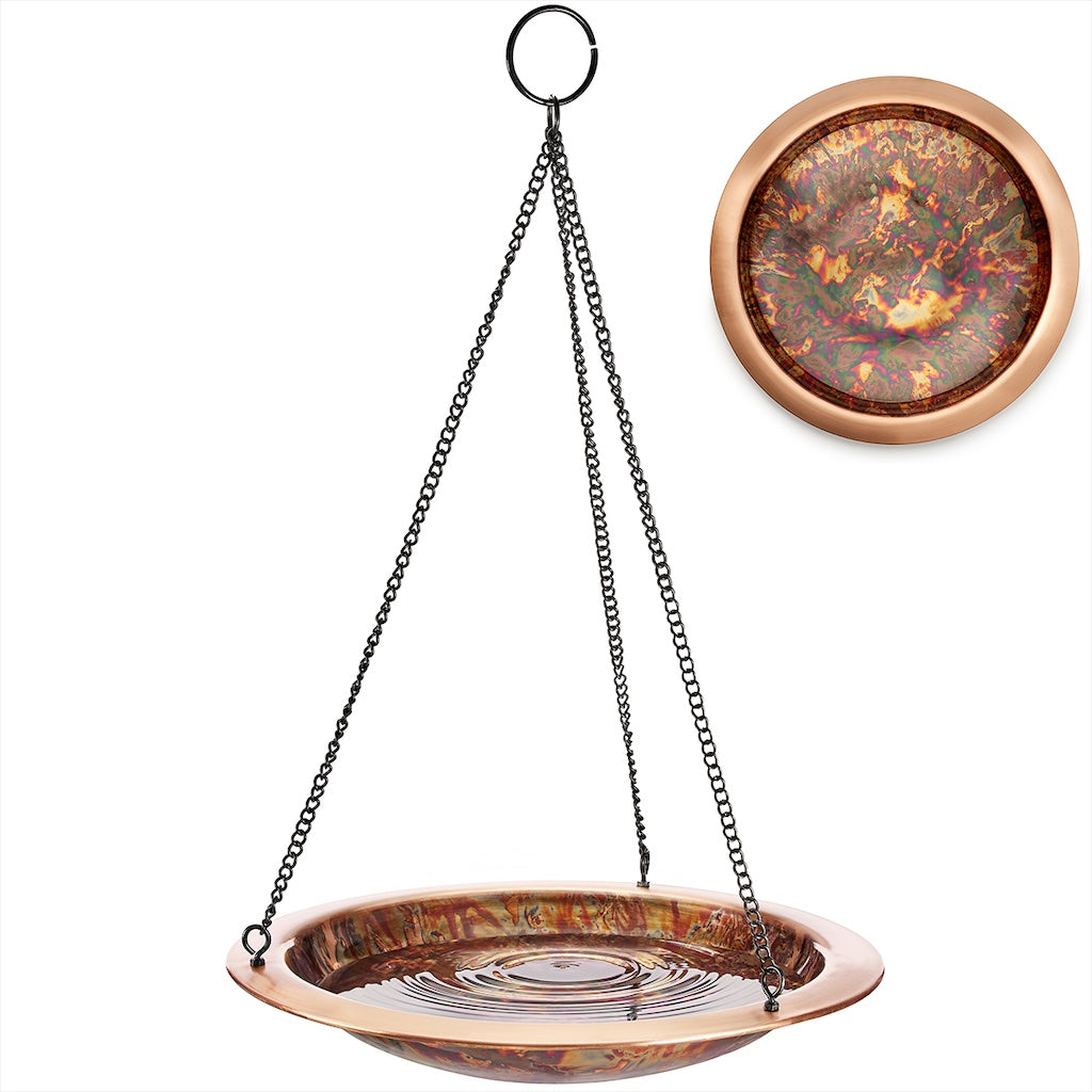 13.5-inch Hanging Fired Copper Bird Bath