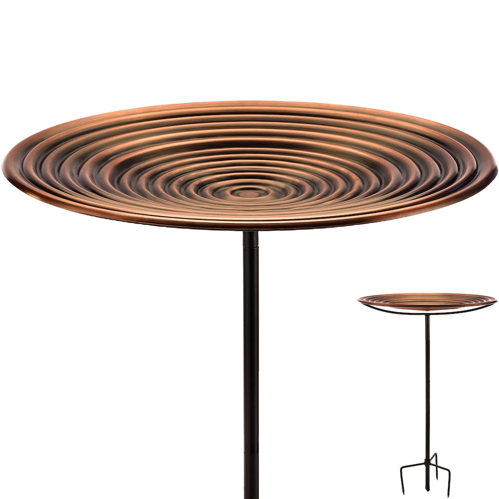 20-inch Bronze Ripples Bird Bath with Garden Pole