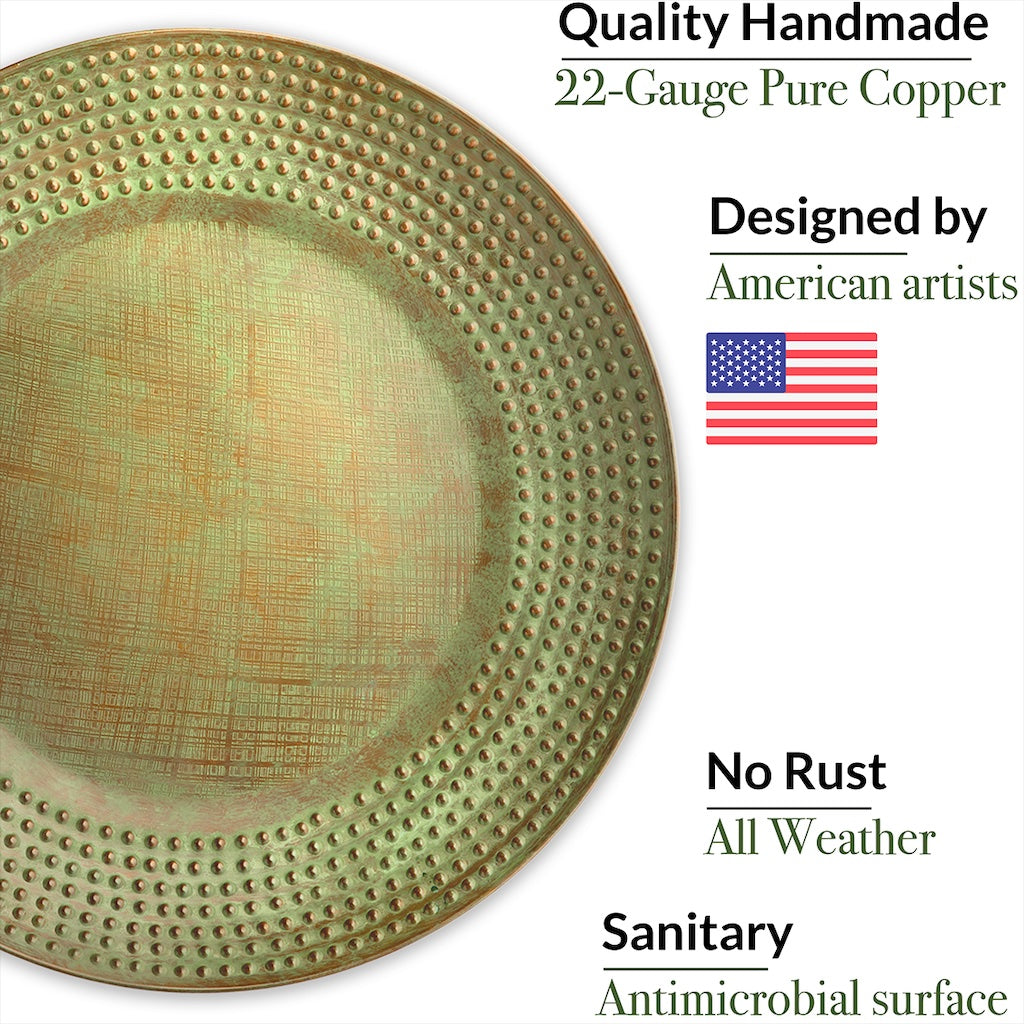 20-inch Blue Verde Copper Bird Bath with St Francis