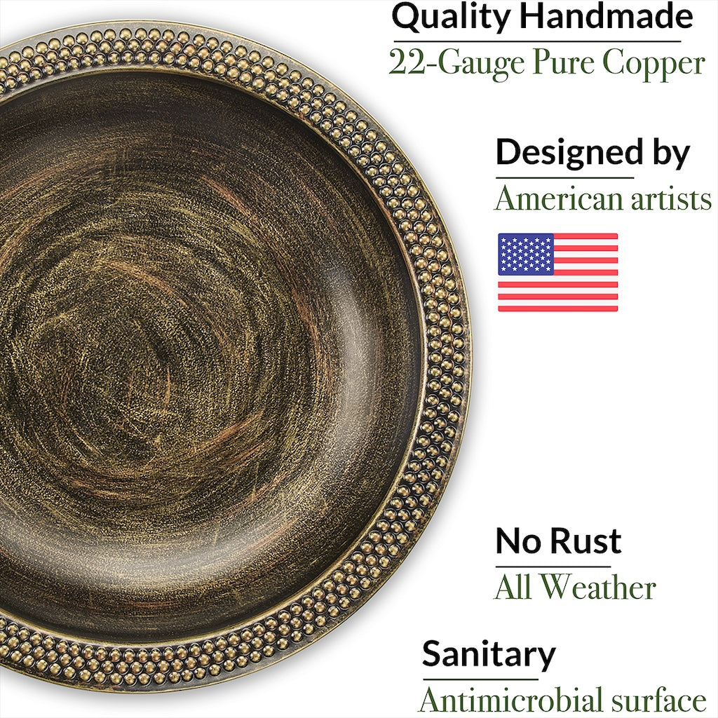 18-inch Hanging Copper Bird Bath with Buddha