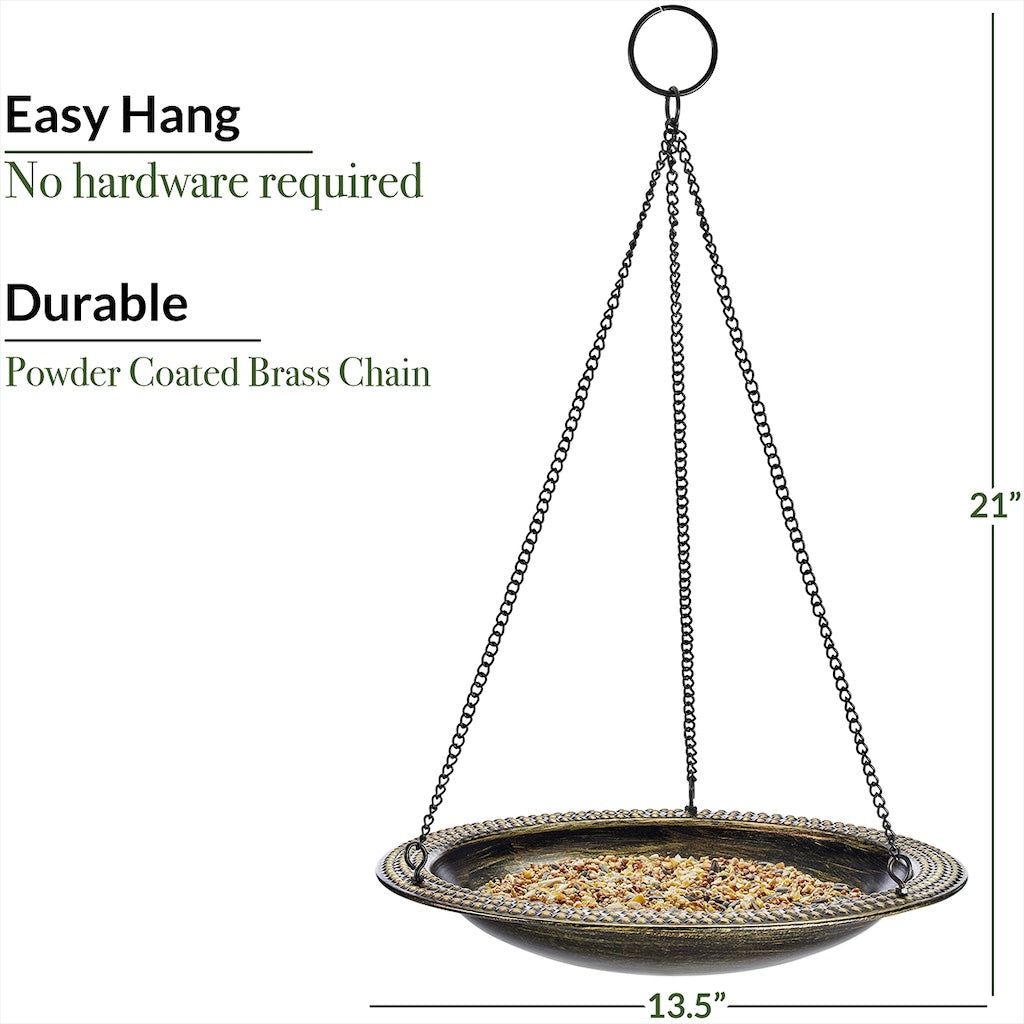 13.5-inch Hanging Aged Brass Bird Bath