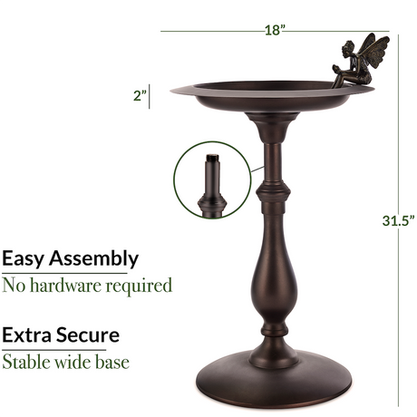 Classic Bronze Bird Bath Pedestal with Fairy