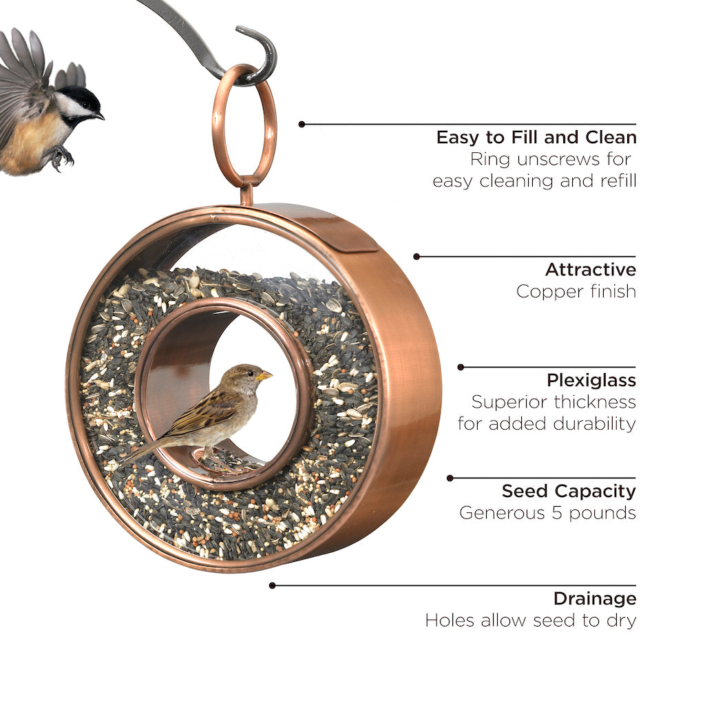 Circle Fly-Thru Copper Bird Feeder