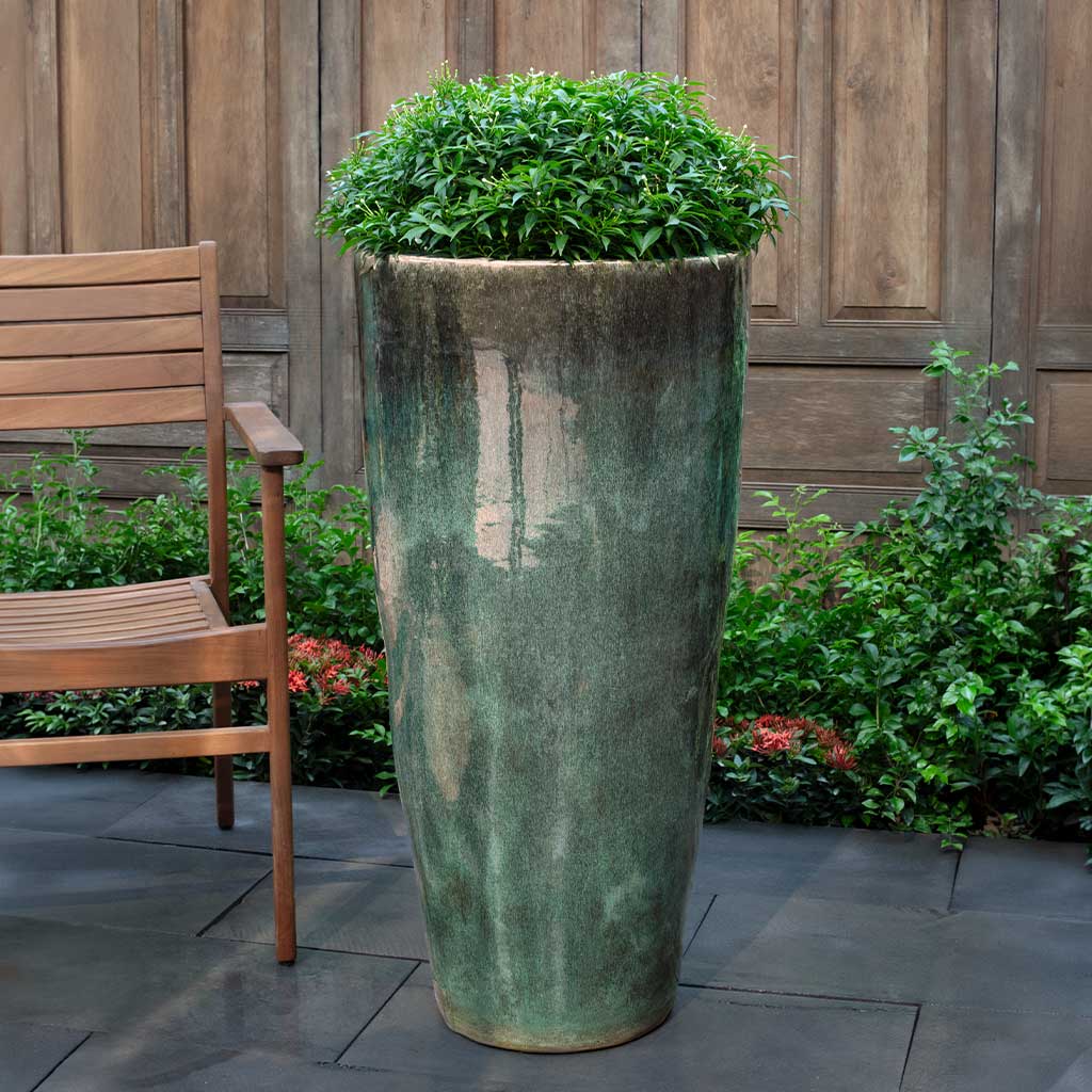 Aluan Tall Planter || Antique Jade
