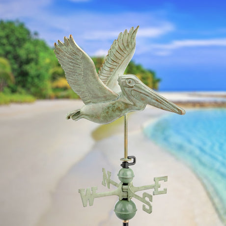 Pelican Weathervane in Blue Verde Copper