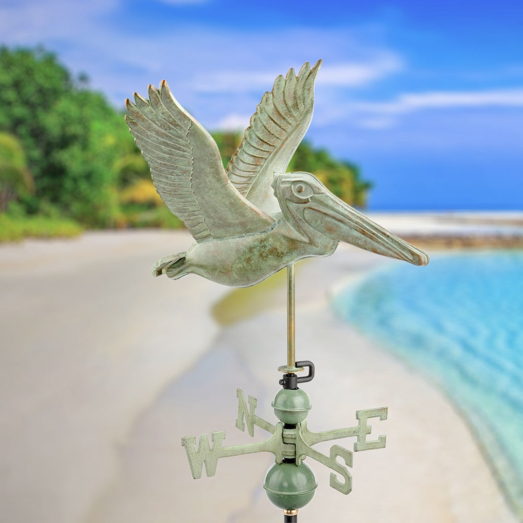Pelican Weathervane in Blue Verde Copper