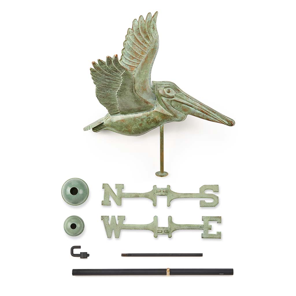 Pelican Weathervane in Blue Verde Copper