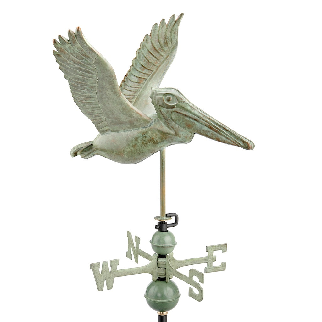 Pelican Weathervane in Blue Verde Copper