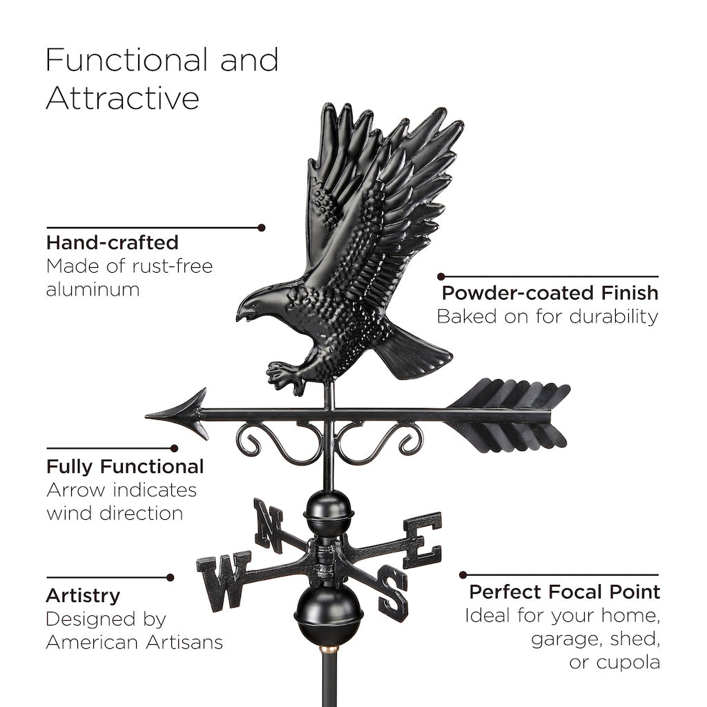 Majestic Eagle Weathervane in Black Finish
