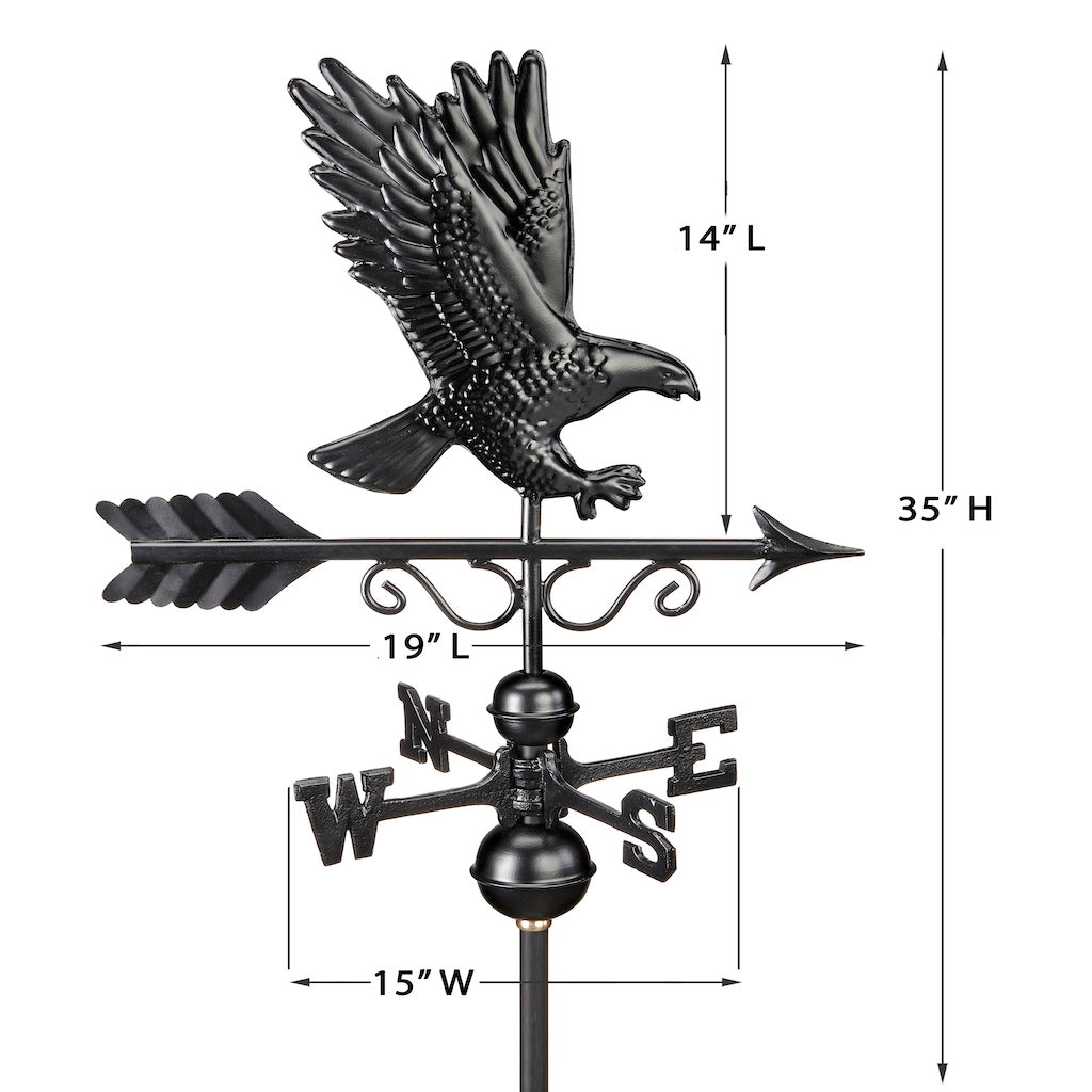 Majestic Eagle Weathervane in Black Finish