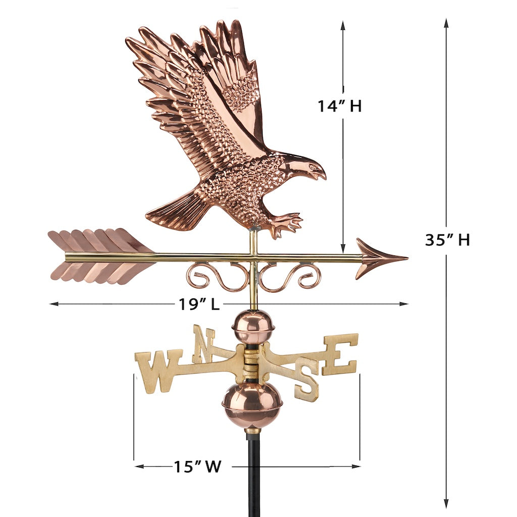 Majestic Eagle Weathervane in Pure Copper
