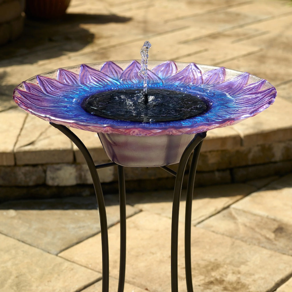 Bell Flower Solar Birdbath
