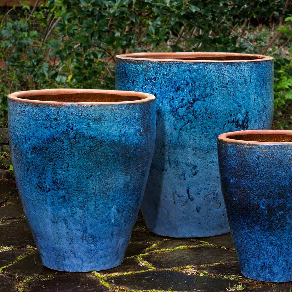 Campania International Tharabar Planter in Rustic Blue set of 3
