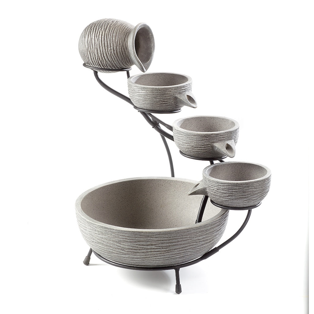Oslo Solar Cascade Fountain in Dark Grey Cement