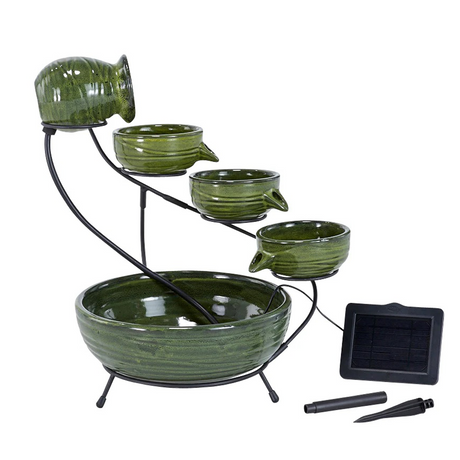 Ceramic Solar Cascade Fountain in Bamboo