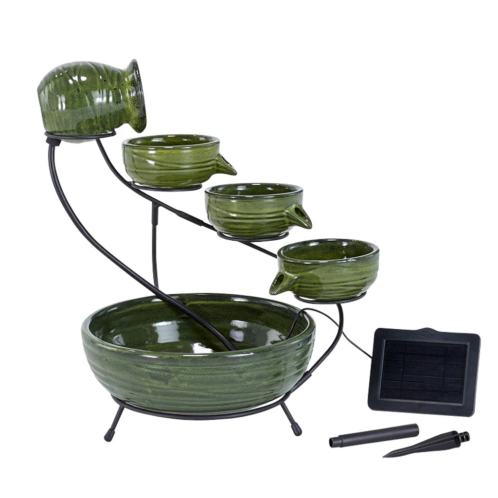 Ceramic Solar Cascade Fountain in Bamboo