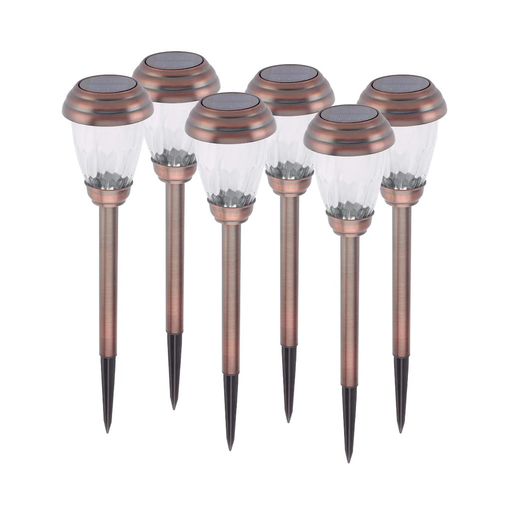 Charleston Solar Pathway Lights in Antique Bronze 6-pack