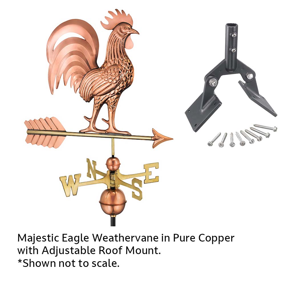 Proud Rooster Weathervane in Pure Copper
