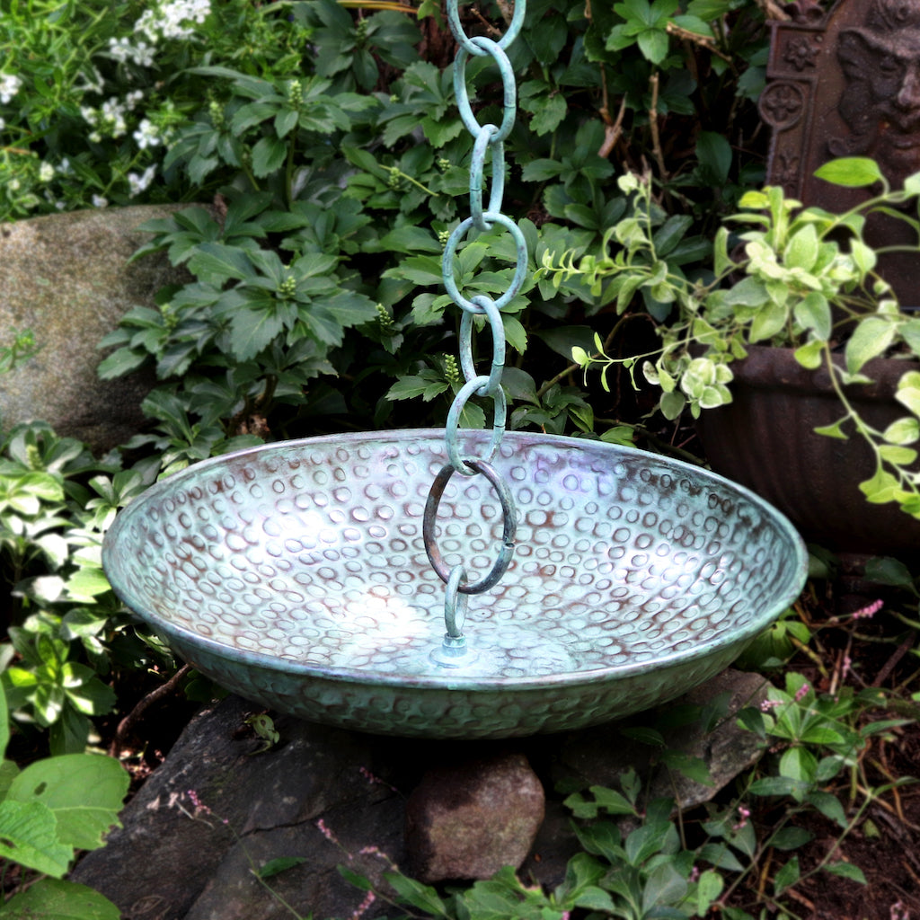 Rain Chain Basin in Blue Verde