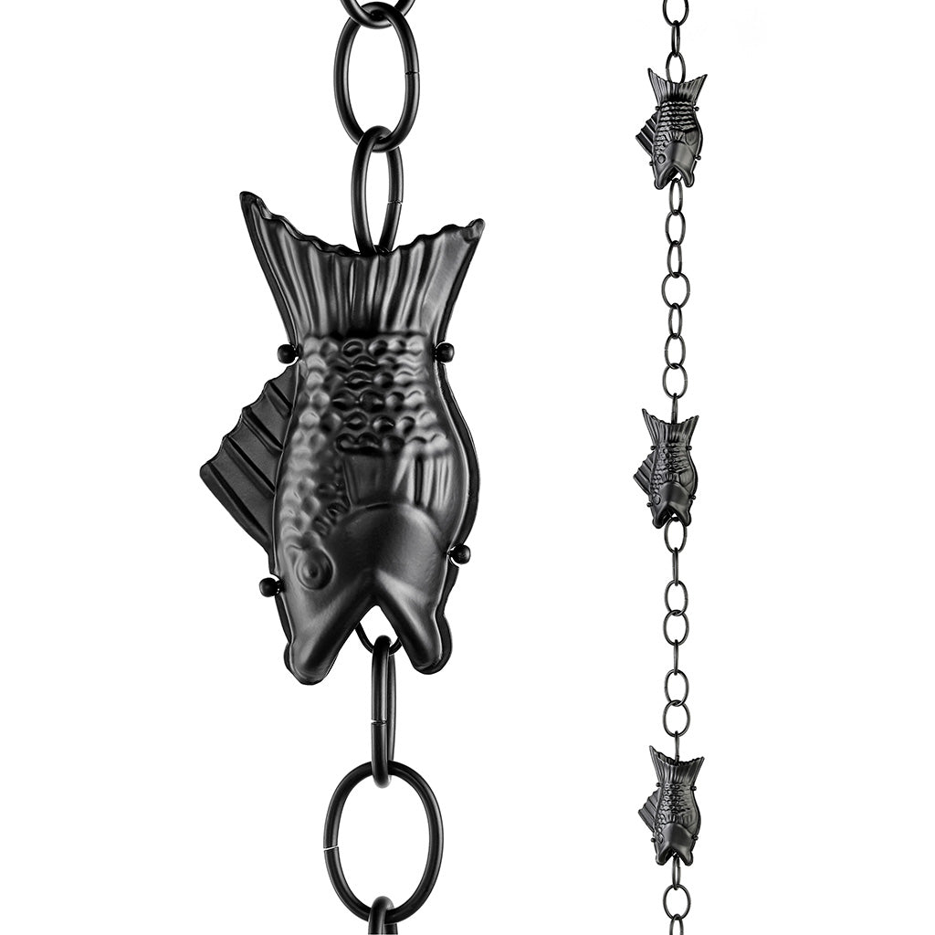 Fish Black 8.5ft Rain Chain