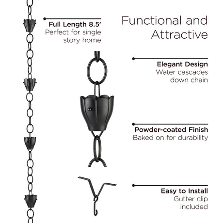 Crocus Black 8.5ft Rain Chain