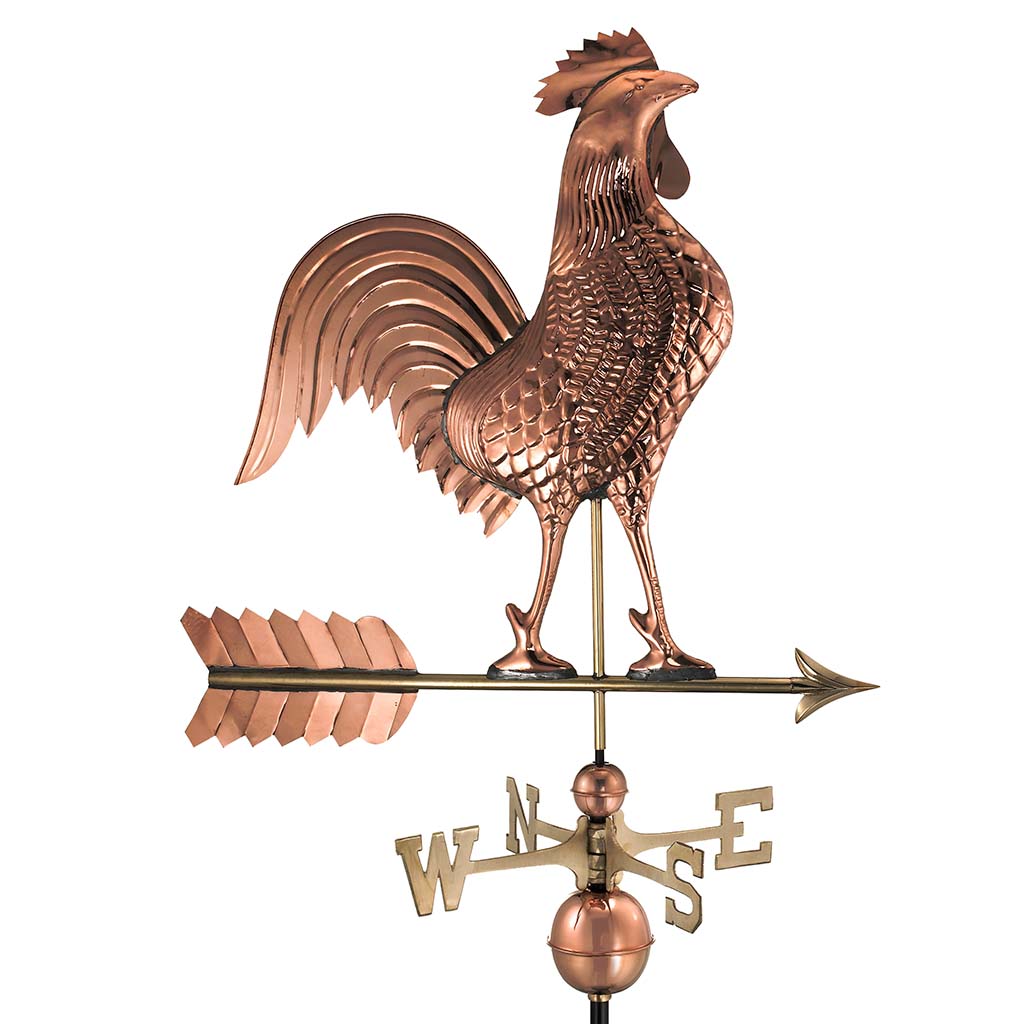 Large Rooster Weathervane in Pure Copper