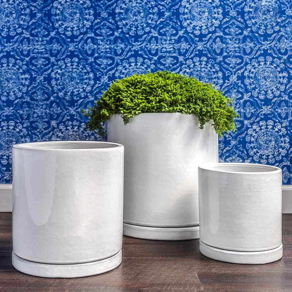 cylinder planter with saucer Campania International I/O Series Cylinder Planter, Set of 3