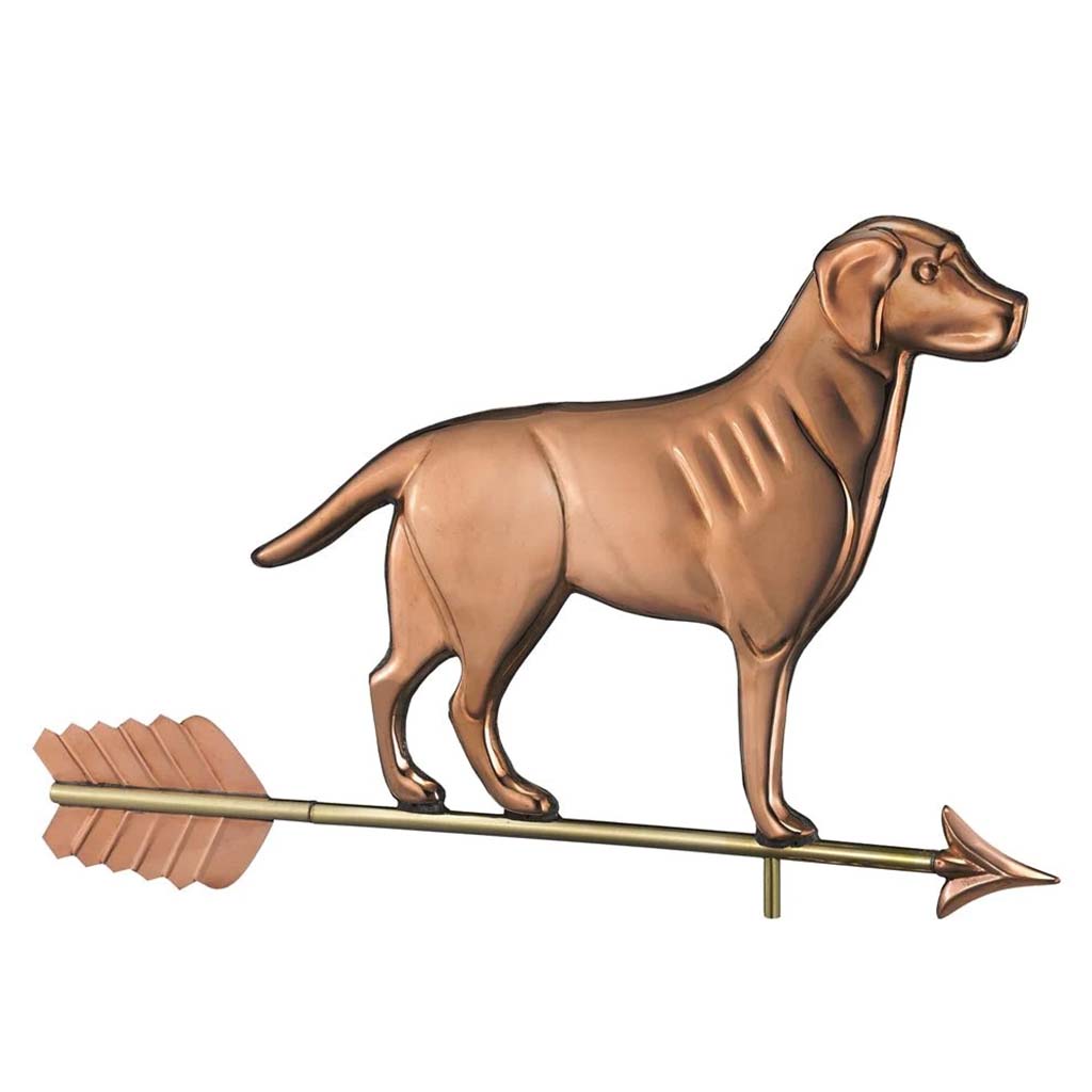 Labrador Retriever Weathervane with Arrow in Pure Copper