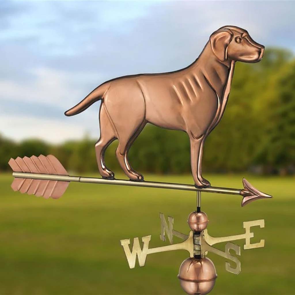 Labrador Retriever Weathervane with Arrow in Pure Copper