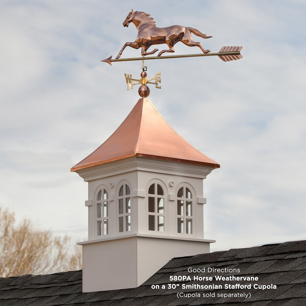 Horse Weathervane with Arrow in Pure Copper