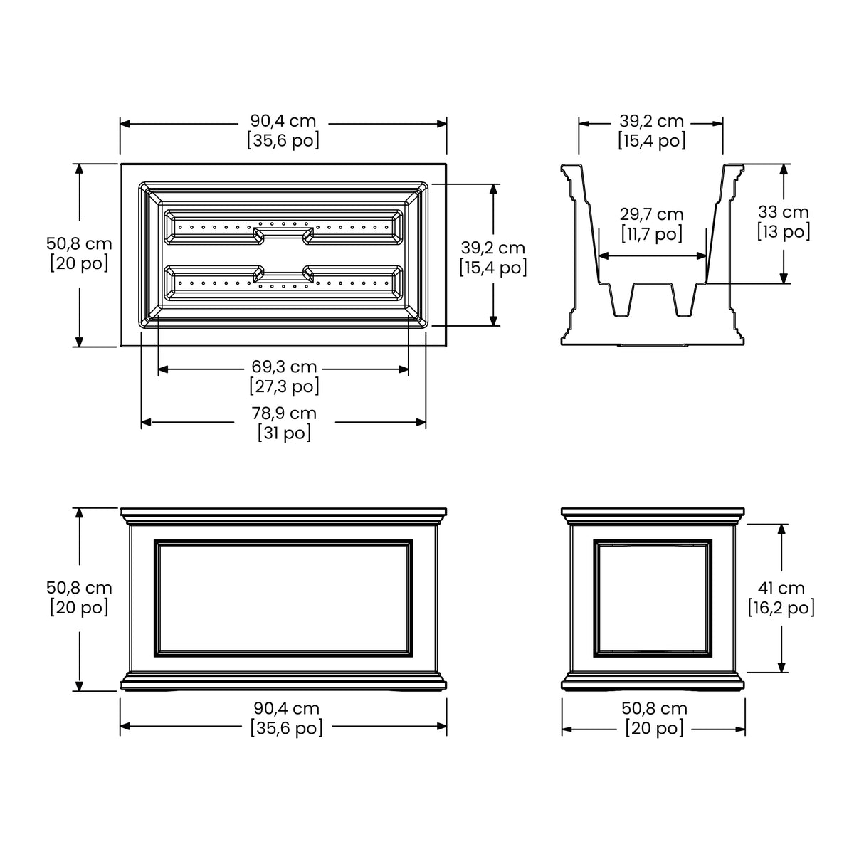 Fairfield 20x36 Planter