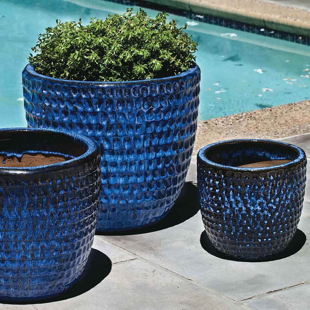 Dimple Glaze Planter Set of 3 Campania International Riviera Blue