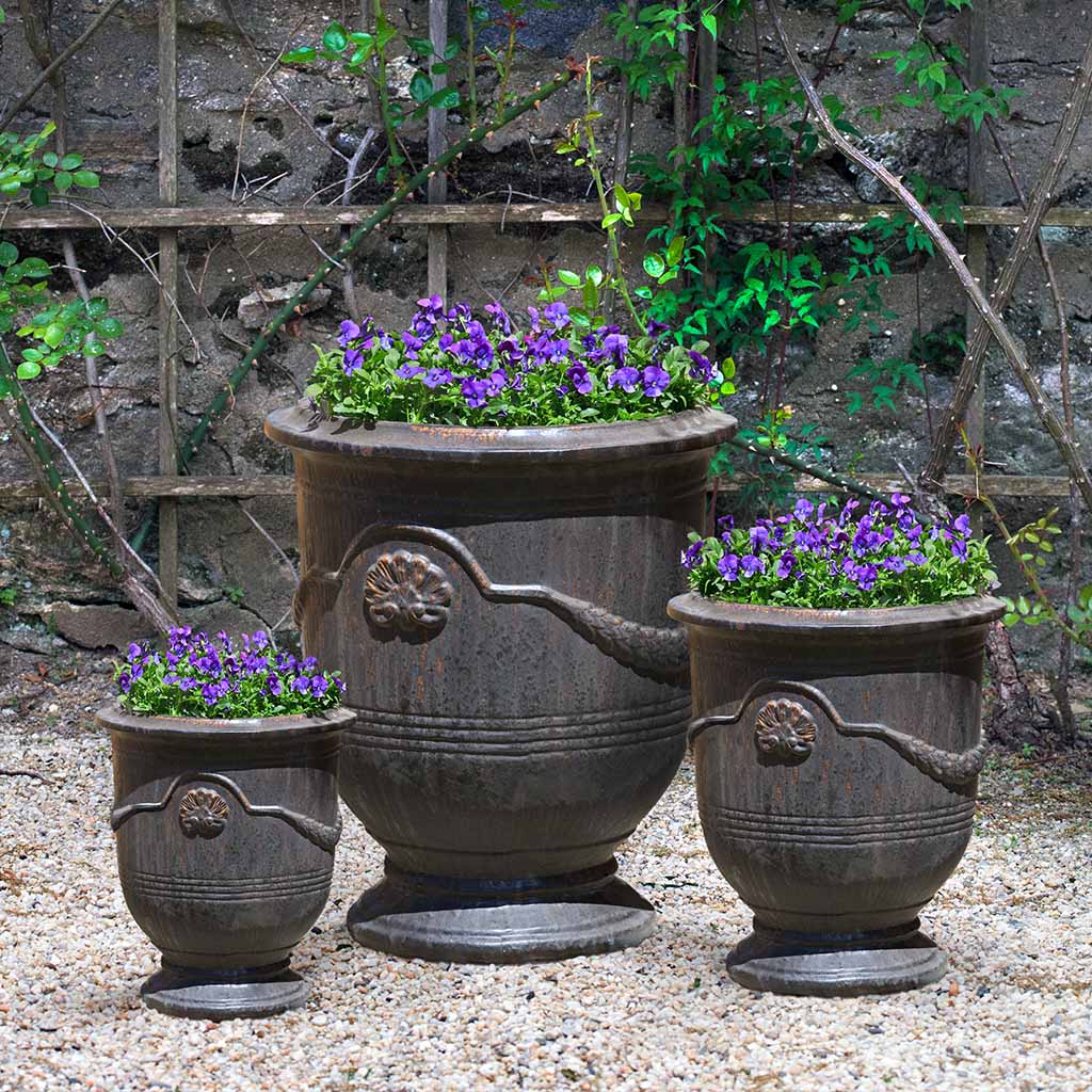 anduze indoor outdoor planter Coquille Anduze Urn Planter Set of 3 Campania International