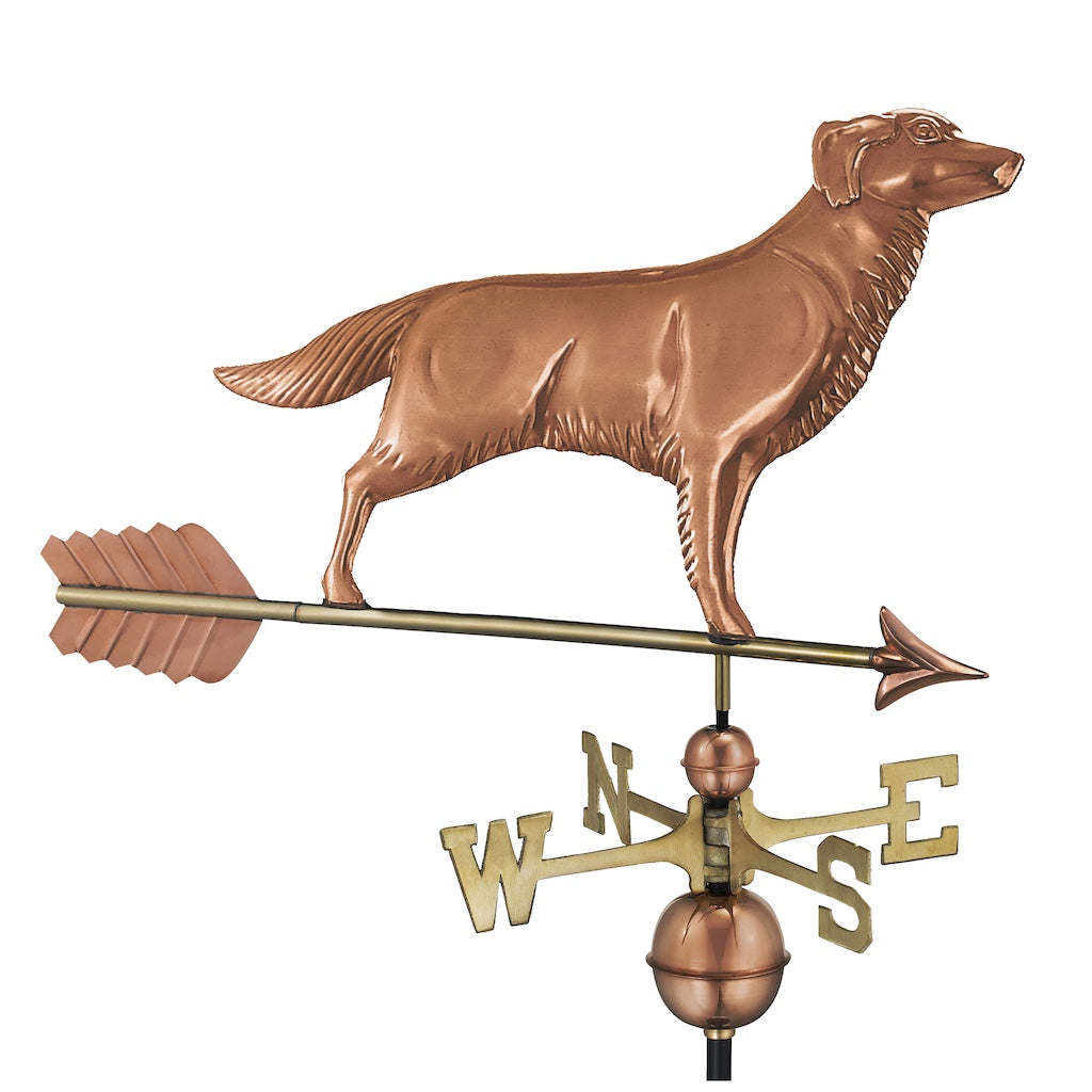 Golden Retriever Weathervane with Arrow in Pure Copper