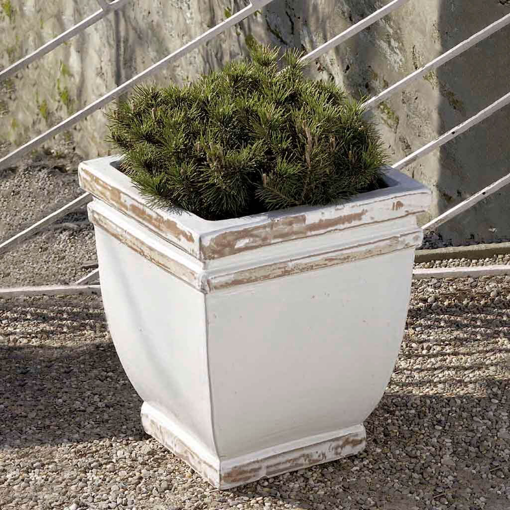 white square plant pots outdoor Campania International Square Rolled Rim Planter - Set of 3