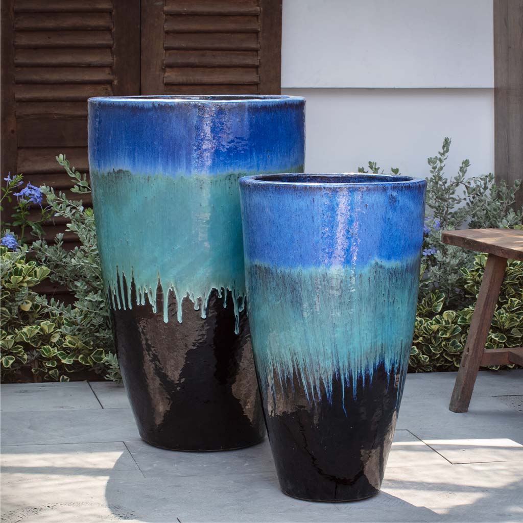 outdoor blue plant pots Havana Planter - Running Blue/Brown