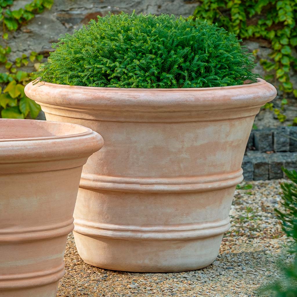 double planter pot Classic Double Rolled Rim Terra Cotta Planter – 27"