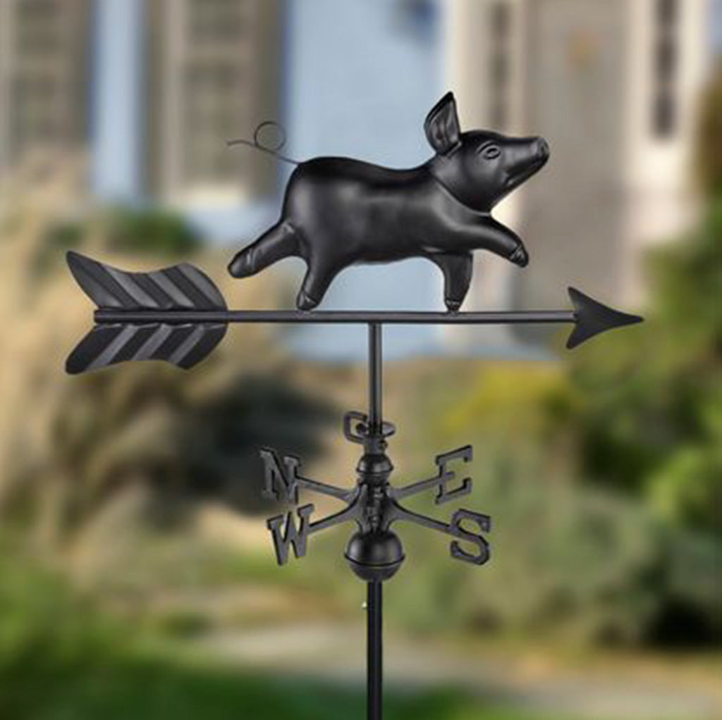 Farmhouse-Inspired Pig Garden Weathervane with Garden Pole