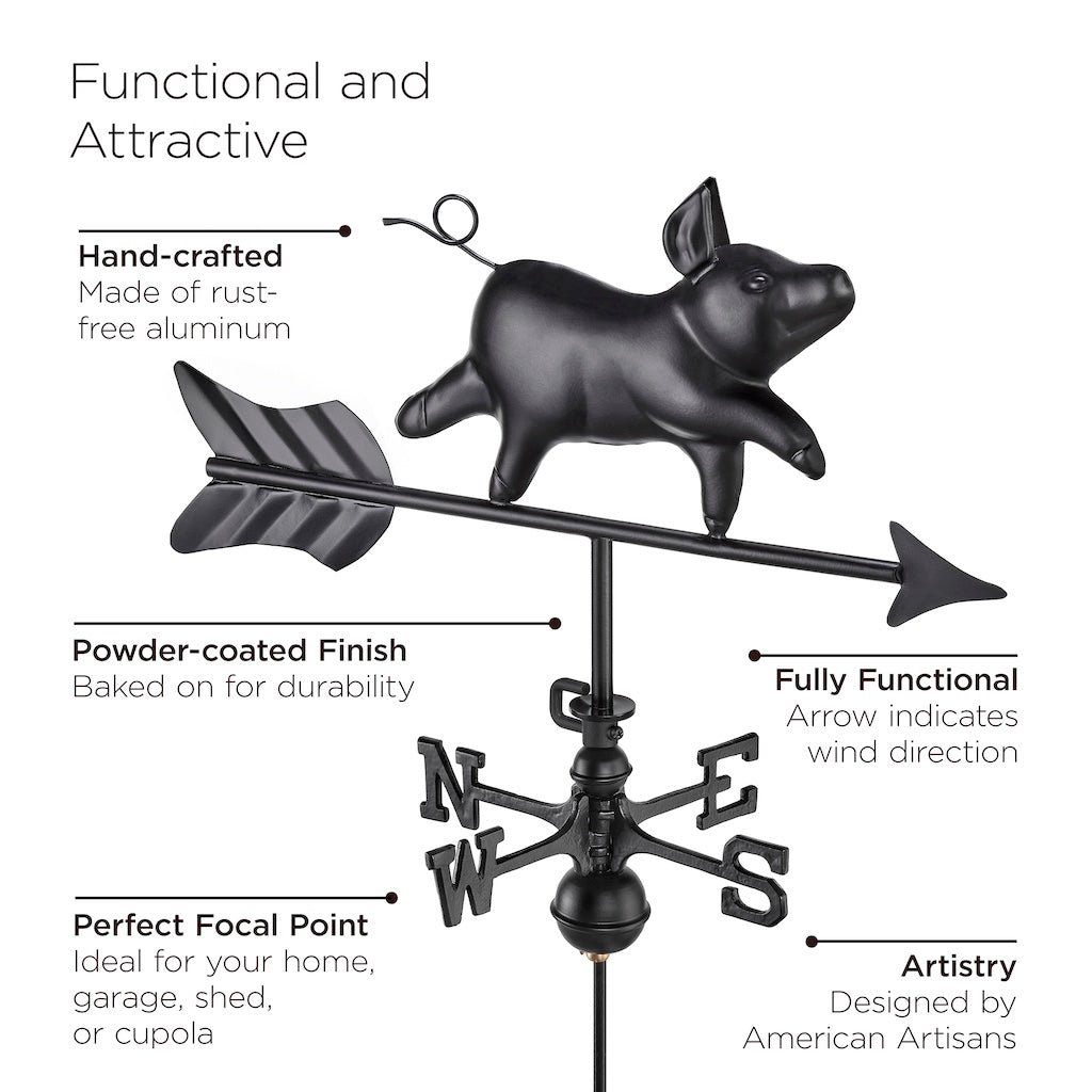 Farmhouse-Inspired Pig Garden Weathervane with Garden Pole