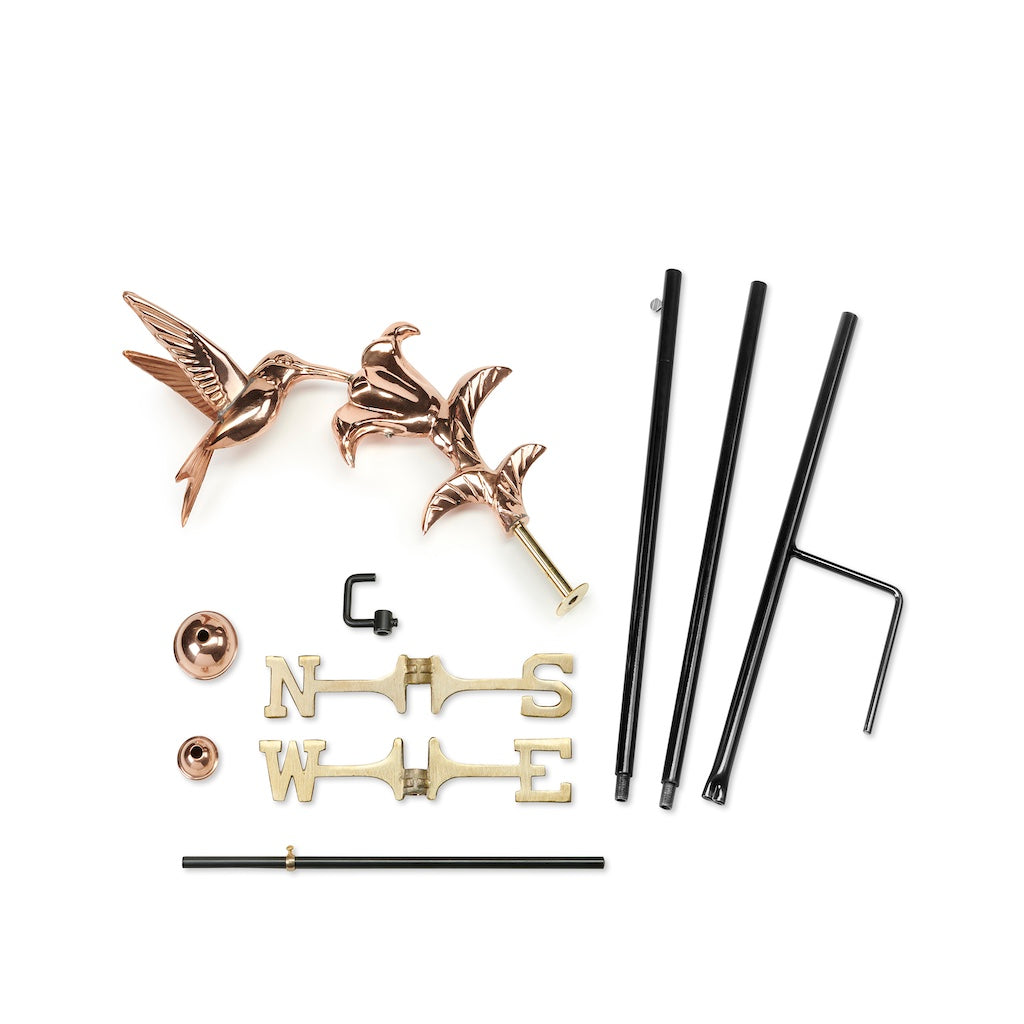 Hummingbird Garden Weathervane in Pure Copper with Garden Pole