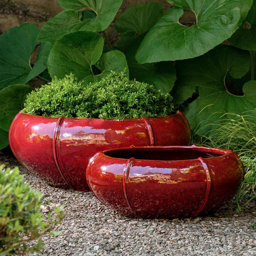 Rib Vault Planter, Low || Tropic Red