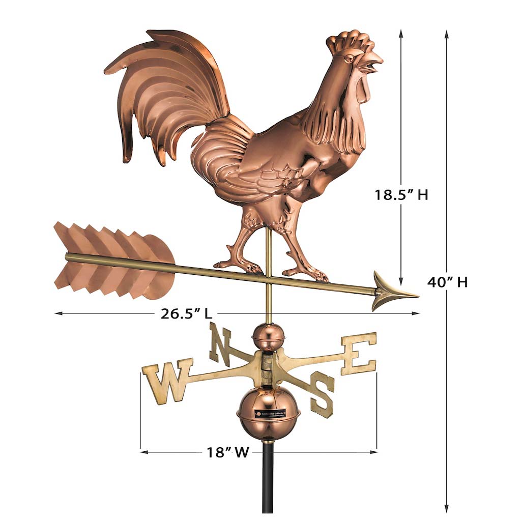 Smithsonian Rooster Weathervane in Pure Copper
