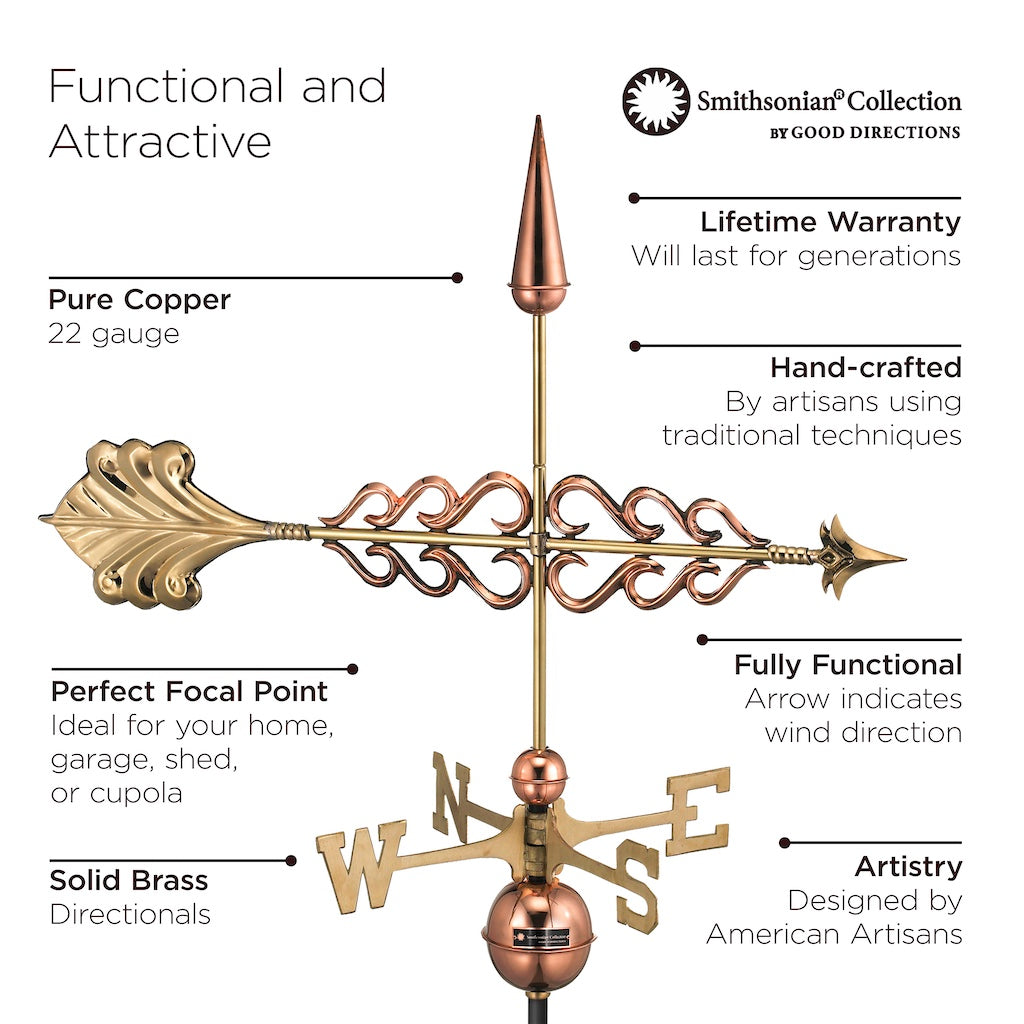Smithsonian Arrow Weathervane in Pure Copper