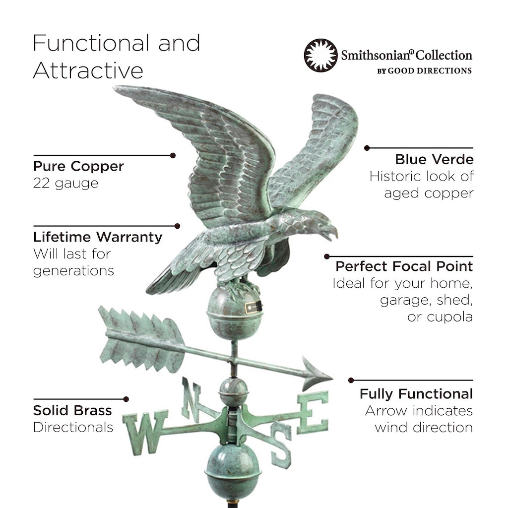 Smithsonian Eagle Weathervane in Blue Verde Copper