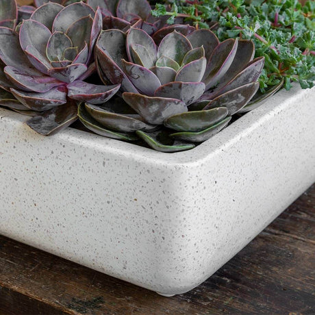 Geo Square Footed Planter || Terrazzo White