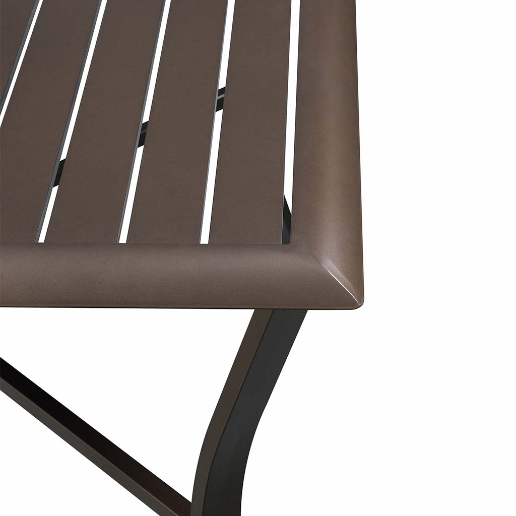 Aluminum Square Slats Table 42 inches in Bronze