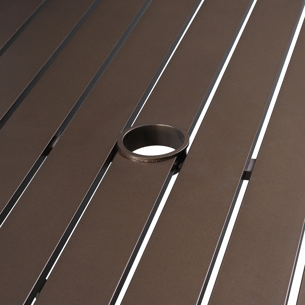 Aluminum Square Slats Table 42 inches in Bronze