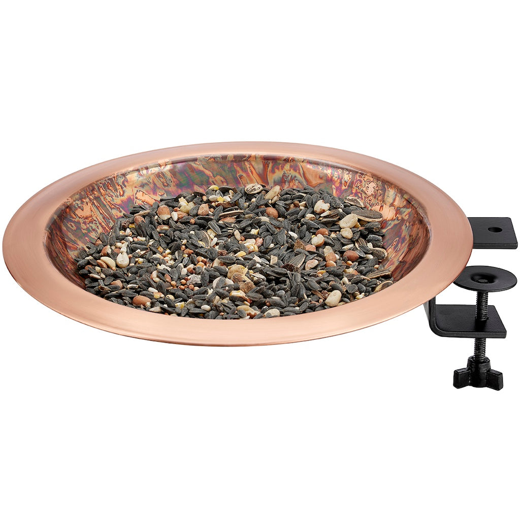 13.5-inch Fired Copper Bird Bath with Deck Bracket